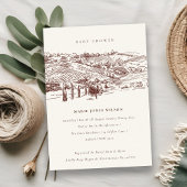 Baby shower Rust Winery Mountain Sketch Invitation