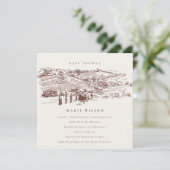 Baby shower Rust Winery Mountain Sketch Invitation (Debout devant)