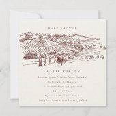 Baby shower Rust Winery Mountain Sketch Invitation (Devant)