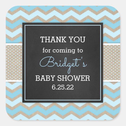 Baby shower Rustic Blue Boy faveur autocollant 365 (Devant)
