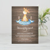Baby shower Rustic Boy Giraffe par mail Invitation (Debout devant)
