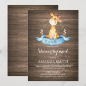 Baby shower Rustic Boy Giraffe par mail Invitation (Devant / Derrière)