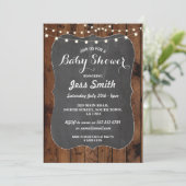 Baby shower Rustic Chalk & Wood Invitation BBQ Par (Debout devant)