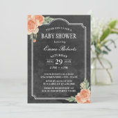 Baby shower Rustic Chalkboard Floral Kaart (Staand voorkant)