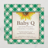 Baby shower Rustic Gingham Checker Kaart (Voorkant / Achterkant)