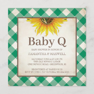 Baby shower Rustic Gingham Checker Kaart