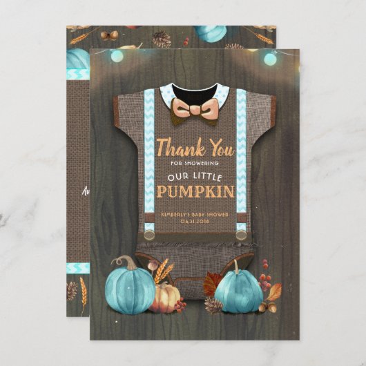 Baby shower Rustic Herfst Pumpkins Cute Bedankt (Voorkant / Achterkant)