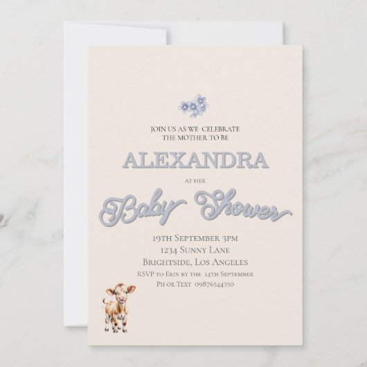 Baby shower Rustic New Herd Schattigee Uitnodiging (Achterkant)