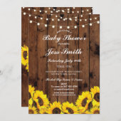 Baby shower Rustic Tournesol Invitation de la fête (Devant / Derrière)