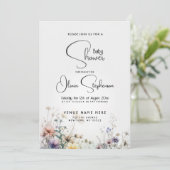 Baby shower rustieke Boho Waterverf Wildbloemen Kaart (Staand voorkant)