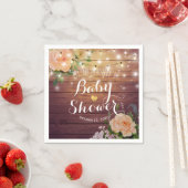 Baby shower Rustige houten peach Floral String Lig Servetten (Insitu)