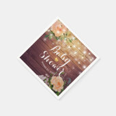 Baby shower Rustige houten peach Floral String Lig Servetten (Hoek)