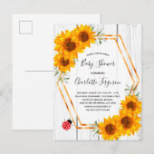 Baby shower rustige zonnebloemen ladybug-uitnodigi briefkaart (Voorkant / Achterkant)