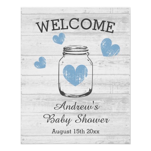 Baby shower rustique affiche d'accueil (Devant)