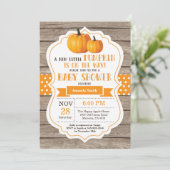 Baby shower Rustique Citrouille Invitation Card Bo (Debout devant)