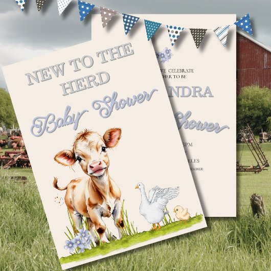 Baby shower Rustique New Herd Cute Invitation