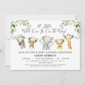 Baby shower Rustique rose Floral Safari Invitation (Devant)
