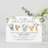 Baby shower Rustique rose Floral Safari Invitation (Debout devant)