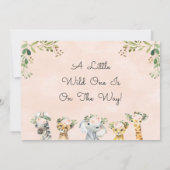 Baby shower Rustique rose Floral Safari Invitation (Dos)