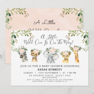 Baby shower Rustique rose Floral Safari Invitation