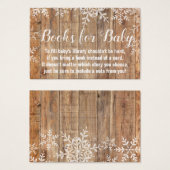 Baby shower Rustique Snowflakes Apportez un livre (Devant & derrière)