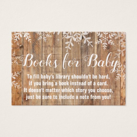 Baby shower Rustique Snowflakes Apportez un livre (Devant)