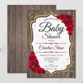 Baby shower - Rustisch hout - Rood goud Kaart (Voorkant / Achterkant)