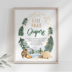 Baby shower 's Nachts-diapers Poster