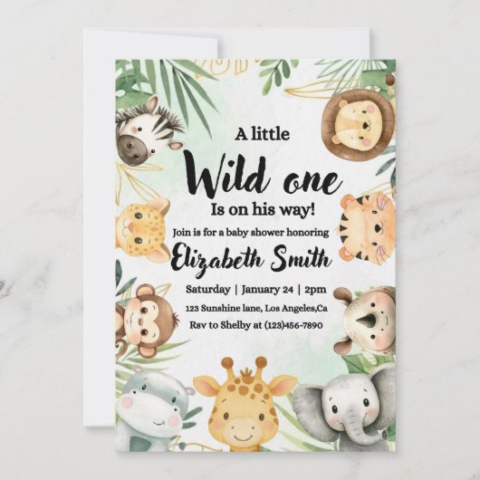 Baby shower Safari à thème invitation (Devant)