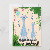 Baby shower Safari Blue Giraffe Invitation (Devant)