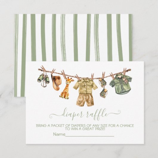Baby shower Safari Clothesline Déchets Cartes Raff (Devant / Derrière)
