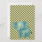 Baby Shower Safari Editable Chess pattern Elefante Kaart (Achterkant)