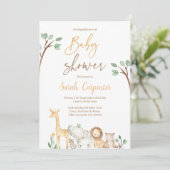 Baby shower Safari espagnol Invitation (Debout devant)