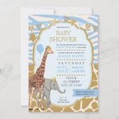 Baby shower Safari Invitation - Blue Boy (Devant)
