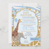 Baby shower Safari Invitation - (Boy Blue) (Devant)