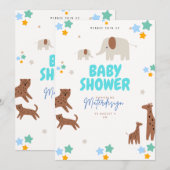 Baby shower Safari Invitation - Giraffe & Tiger (Devant / Derrière)