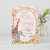 Baby shower Safari Invitation - Rose Girl (Debout devant)