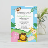 Baby shower Safari Jungle Baby Animails Invitation (Debout devant)