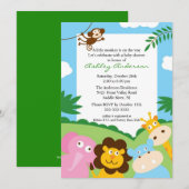 Baby shower Safari Jungle Baby Animails Invitation (Devant / Derrière)
