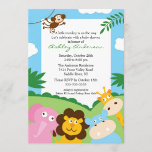 Baby shower Safari Jungle Baby Animails Invitation