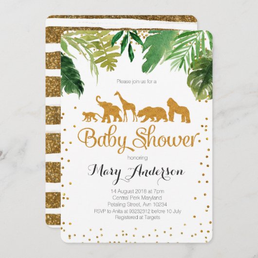Baby shower Safari Jungle Invitation (Devant / Derrière)