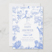 Baby shower Safari Toile Bleu Invitation (Devant)