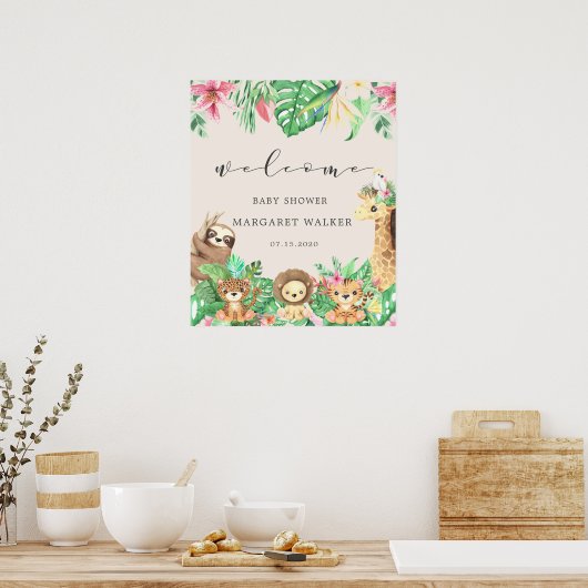 baby shower safari tropical Welcome Poster (Cuisine)