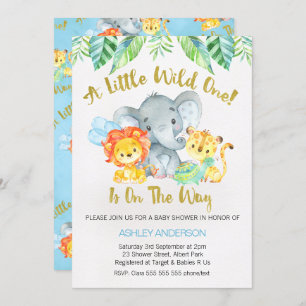 Baby shower Safari Wild One Watercolor Invitation
