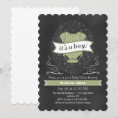 Baby shower Sage Green Chalkboard Boy Invitation (Devant / Derrière)