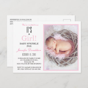 Baby shower Saupoudrer rose florale Invitation