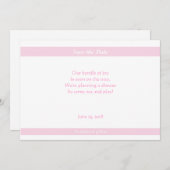 Baby shower Save-the-Dates Roze Save The Date (Voorkant / Achterkant)