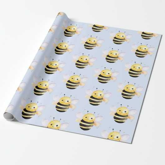 Baby shower, schattig waterverf bijenontwerp cadeaupapier (Uitgerold)