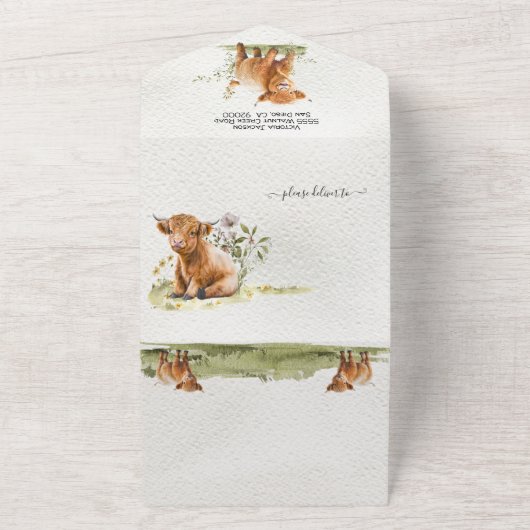 Baby shower schattige Koe All In One Uitnodiging