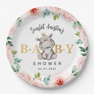 Baby shower Schattige nijlpaard Papieren Bordje